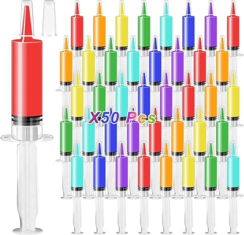 50 Pcs Halloween Syringe Shot Party Favors - Reusable Plastic Drink Syringes with Tip Caps for Jello Shots, Halloween Trick-or-Treat Goodie Bag Fillers, Bachelorette and Nurses Graduation Supplies in Kuwait