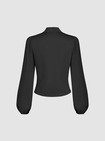 CIDER Satin V-Neck Wrap Zip Long Sleeve Blouse in Saudi Arabia
