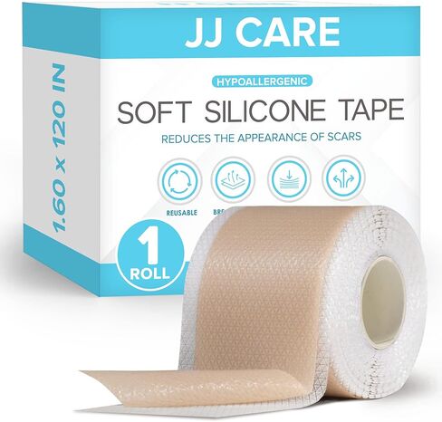 شريط سيليكون ناعم من JJ CARE، شريط ندبات سيليكون مرن مقاس 1.6 بوصة × 120 بوصة، شرائط سيليكون طبية للندبات، شريط ندبات قابل للغسل وإعادة الاستخدام للندبات الجراحية، شريط ندبات خالٍ من اللاتكس in Saudi Arabia