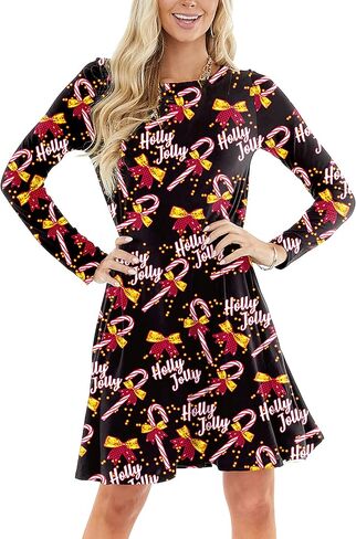 Christmas Dresses for Women Xmas Printed Reindeer Holiday Red Plaid Dress XL in Saudi Arabia