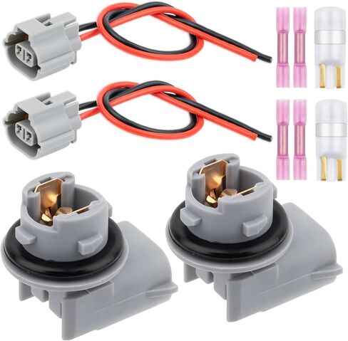2PCS Rear Bumper License Plate Light Bulb Socket with Pigtail Wire Harness Plug Connector and Bulb Fit for Toyota Tundra Tacoma Yaris for Lexus GS350 GS460 LS430 Replace #90075-60005 in Saudi Arabia