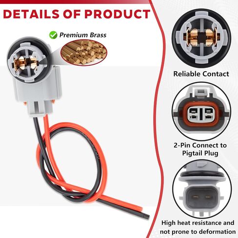 2PCS Rear Bumper License Plate Light Bulb Socket with Pigtail Wire Harness Plug Connector and Bulb Fit for Toyota Tundra Tacoma Yaris for Lexus GS350 GS460 LS430 Replace #90075-60005 in Saudi Arabia