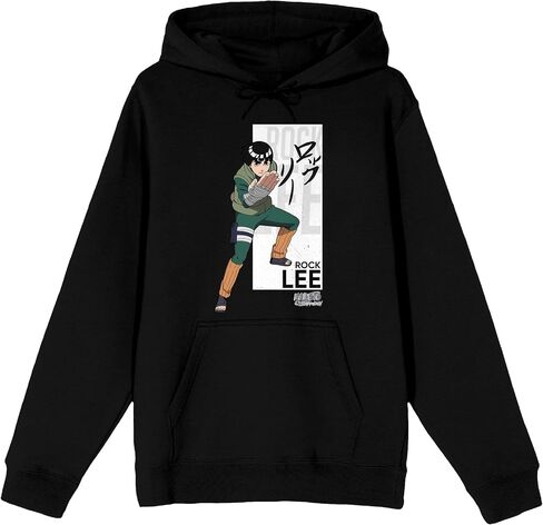 Bioworld Naruto Shippuden Rock Lee Attack Pose Adult Black Long Sleeve Hooded Sweatshirt in Saudi Arabia