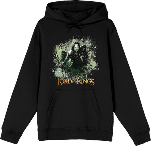 Bioworld Lord Of The Rings Aragorn Ink Splash Forest Adult Black Long Sleeve Hooded Sweatshirt in Saudi Arabia
