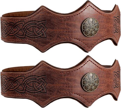 2 Pcs Medieval Vintage Embossed Faux Viking Leather Headband Renaissance Adjustable Headpiece Cosplay Accessories in Saudi Arabia