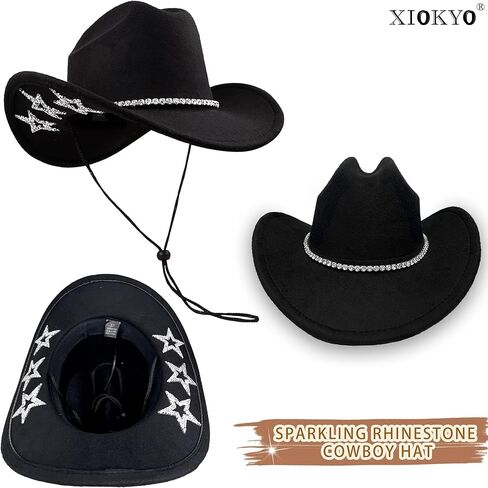 Women's Rhinestone Cowboy Hat–Sparkling Western Cowgirl Hat with Shiny Bling Band for Rodeo, Country in Kuwait