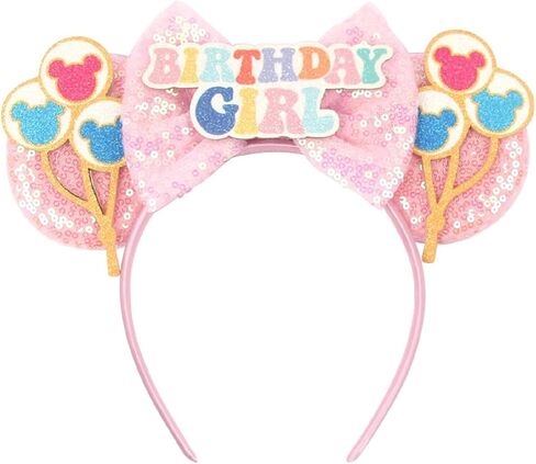 Glitter Sequin Birthday Girl Mouse Ears Bow Headband Hair Bands in Kuwait