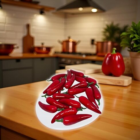 20 Pcs Mini Fake Hot Chili Peppers,Simulation Artificial Lifelike Red Pepper,Realistic Fake Hot Chili Peppers Photography Props,Red Plastic Decorative Vegetables for Photography Props, Kitchen Display in Kuwait