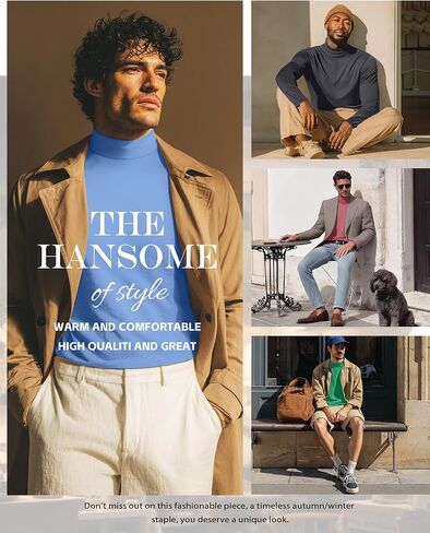 5 Pack Men's Mock Neck Shirts Turtleneck Long Sleeve Tops Pullover Basic Casual Slim Fit T-Shirts Multipack in Saudi Arabia