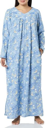 AmeriMark Women Full-Length Flannel Nightgown Pajamas – Ladies Lightweight Warm Cotton Night Gown Nightshirt for Sleeping in Saudi Arabia