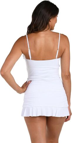 La Blanca Womens Island Goddess Ruffled Bandeau Tankini Swimsuit Top in Kuwait