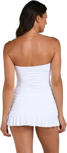 La Blanca Womens Island Goddess Ruffled Bandeau Tankini Swimsuit Top in Kuwait