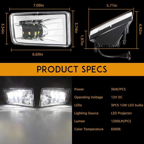 مصابيح ضباب Auxbeam LED معتمدة من وزارة النقل لسيارة شيفروليه سيلفرادو 2007-2016 أفالانش 2007-2015 سوبربان 2007-2017 تاهو 2007-2017 جي إم سي يوكون 15-16 مصابيح ضباب شاحنة بيك أب، زوج واحد، كروم in Saudi Arabia