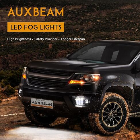 مصابيح ضباب Auxbeam LED معتمدة من وزارة النقل لسيارة شيفروليه سيلفرادو 2007-2016 أفالانش 2007-2015 سوبربان 2007-2017 تاهو 2007-2017 جي إم سي يوكون 15-16 مصابيح ضباب شاحنة بيك أب، زوج واحد، كروم in Saudi Arabia