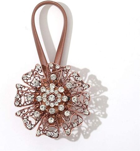 1pc Crystal Flower Curtain Button Retractable Window Curtain Clips Spring Tie Backs Curtain Holder Decoration Accessory (Red) in Saudi Arabia