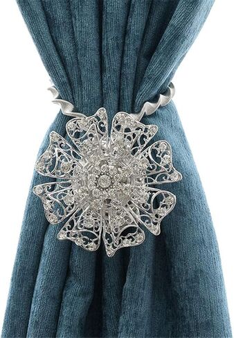 1pc Crystal Flower Curtain Button Retractable Window Curtain Clips Spring Tie Backs Curtain Holder Decoration Accessory (Red) in Saudi Arabia