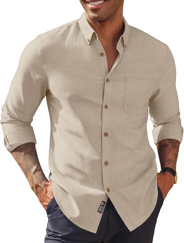 PJ PAUL JONES Men's Oxford Button Down Shirt Long Sleeve Regular Fit Business Casual Dress Shirts with Chest Pocket in Saudi Arabia