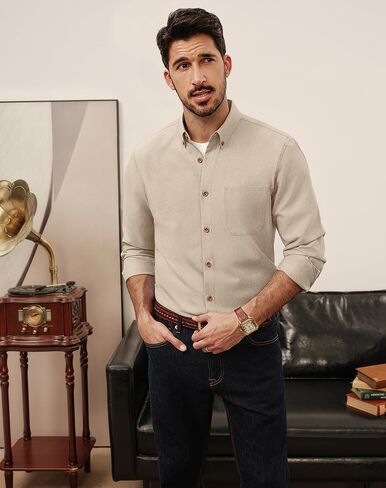 PJ PAUL JONES Men's Oxford Button Down Shirt Long Sleeve Regular Fit Business Casual Dress Shirts with Chest Pocket in Saudi Arabia
