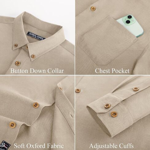 PJ PAUL JONES Men's Oxford Button Down Shirt Long Sleeve Regular Fit Business Casual Dress Shirts with Chest Pocket in Saudi Arabia