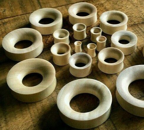 PAIR of Beautiful Blond Crocodile Wood Tunnels/Plugs - Gauges 6g thru 2" - Body Jewelry in Saudi Arabia