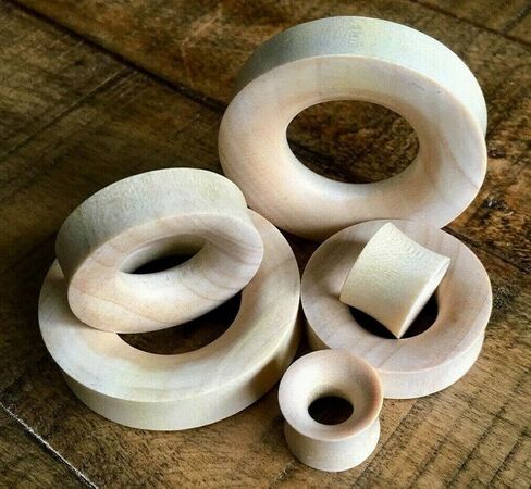 PAIR of Beautiful Blond Crocodile Wood Tunnels/Plugs - Gauges 6g thru 2" - Body Jewelry in Saudi Arabia