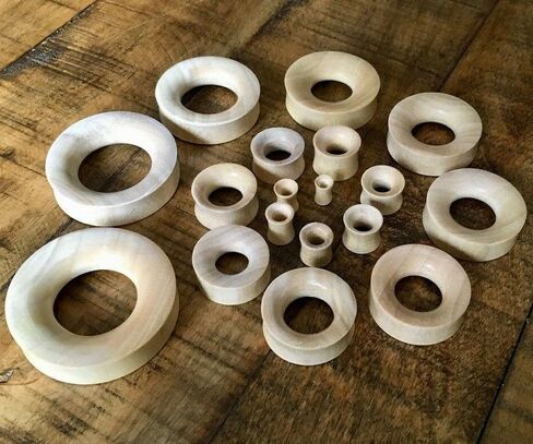 PAIR of Beautiful Blond Crocodile Wood Tunnels/Plugs - Gauges 6g thru 2" - Body Jewelry in Saudi Arabia