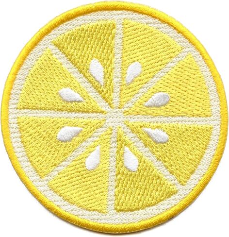 Lemon Slice Round Patch Fresh Cut Citrus Embroidered Iron On in Saudi Arabia