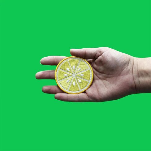 Lemon Slice Round Patch Fresh Cut Citrus Embroidered Iron On in Saudi Arabia