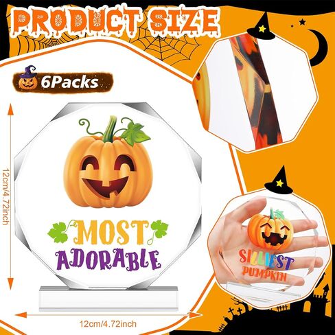 Geetery 6 Pcs Halloween Acrylic Award 4.72'' Halloween Party Supplies Trophy Award Funny Trophy Costume Contest Trophy Plaques for Halloween Pumpkin Costume Contest Winner Party in Saudi Arabia