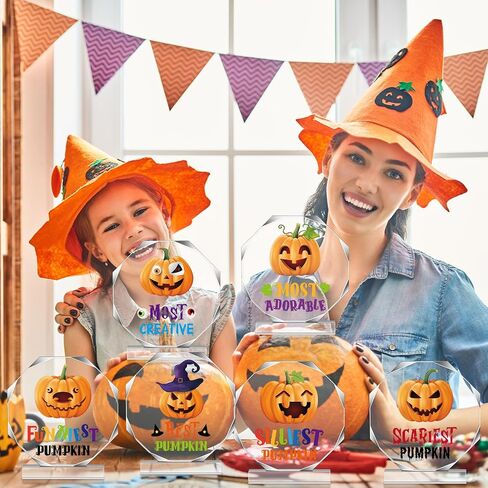 Geetery 6 Pcs Halloween Acrylic Award 4.72'' Halloween Party Supplies Trophy Award Funny Trophy Costume Contest Trophy Plaques for Halloween Pumpkin Costume Contest Winner Party in Saudi Arabia