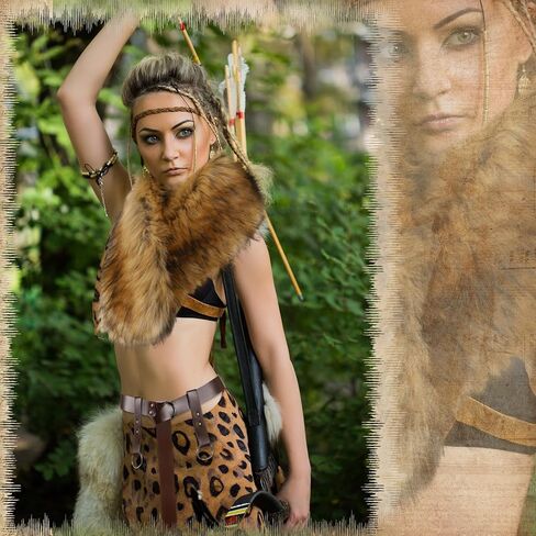 JenPen 3 Pcs Halloween Viking Costume Set Viking Cross Belt Fur Collar Fur Boots Covers Women Medieval Accessories for Halloween Party in Saudi Arabia
