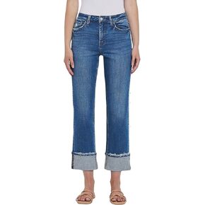 VERVET Women's Victoria High Rise Cuffed Straight Jeans in Kuwait