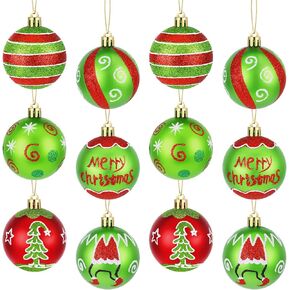 12 Pcs Christmas Decorations Indoor, 2.4" Christmas Ornaments for Tree Glittering Hanging Christmas Tree Decorations Red Green Christmas Ornaments Balls for Xmas Party Holiday Home Decor in Saudi Arabia