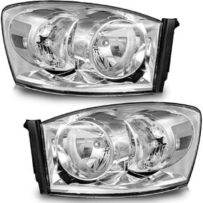 Headlight Assembly for 2006 2007 2008 Dodge Ram 1500/2500/3500; 2009 Ram 2500/3500 Old Body Style Only Headlamp Replacement Chrome Housing in Saudi Arabia