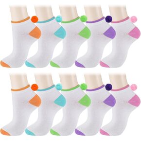 5 Pairs Women Pom Pom Socks with Balls on the Back Ankle Athletic Lowcut Cosplay Seamless Socks for Girls Women in Saudi Arabia