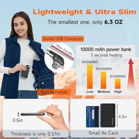 KOVNLO Heated Vest Women with Battery Pack Included, Smart Electric Lightweight Heated Jacket in Kuwait