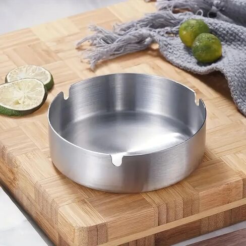 Home Ashtray, Stainless Steel Ash Tray for Indoor or Outdoor Use, Unbreakable Tabletop Ash-Holder for Home Outside Office Patio Balcony(small silver) in Saudi Arabia