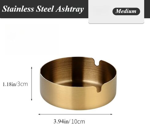 Home Ashtray, Stainless Steel Ash Tray for Indoor or Outdoor Use, Unbreakable Tabletop Ash-Holder for Home Outside Office Patio Balcony(small silver) in Saudi Arabia