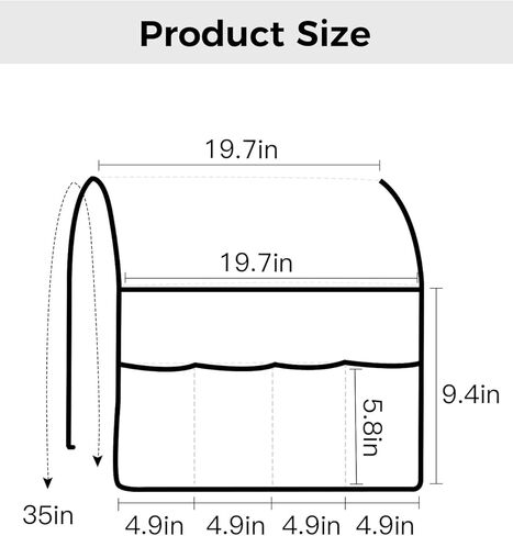 مسند ذراع للأريكة منظم بجانب السرير، حامل أريكة أبيض غير قابل للانزلاق للتحكم عن بعد للكرسي، حامل كرسي بذراع أبيض نقي مع جيب للمجلة والهاتف، 19.7 بوصة × 35 بوصة in Kuwait