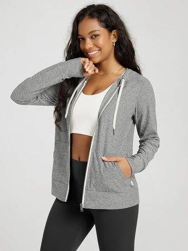 ODODOS Women's Full-Zip Hoodie – Stratum Tech Ultra Soft Outfit UPF 50+ Performance Hooded Jacket with Pockets in Saudi Arabia