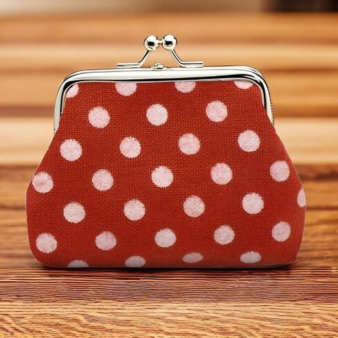 Polka Dot Canvas Coin Purse, Small and Convenient, Iron Buckle, Cotton, Natural, Toiletry Travel in Saudi Arabia