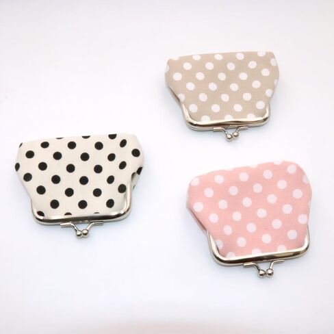 Polka Dot Canvas Coin Purse, Small and Convenient, Iron Buckle, Cotton, Natural, Toiletry Travel in Saudi Arabia