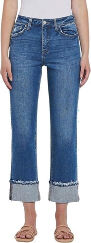 VERVET Women's Victoria High Rise Cuffed Straight Jeans in Kuwait