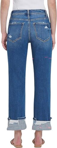 VERVET Women's Victoria High Rise Cuffed Straight Jeans in Kuwait