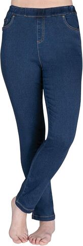 PajamaJeans سروال نسائي ضيق صغير قابل للتمدد وناعم عالي الخصر، جينز أزرق كليرووتر in Kuwait