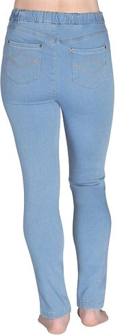 PajamaJeans سروال نسائي ضيق صغير قابل للتمدد وناعم عالي الخصر، جينز أزرق كليرووتر in Kuwait