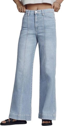 Allimy Womens High Waist Front Seamed High Rise Wide-Leg Jeans Straight Leg Loose Washed Long Full Length Jeans in Saudi Arabia