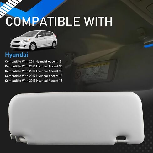 Passenger Side Sun Visor Compatible with 2011 2012 2013 2014 2015 Hyundai Accent 1E Front Right Sun Protection Shade Gray Replaces 85220-1R000 in Saudi Arabia