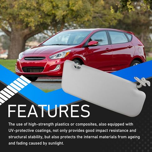 Passenger Side Sun Visor Compatible with 2011 2012 2013 2014 2015 Hyundai Accent 1E Front Right Sun Protection Shade Gray Replaces 85220-1R000 in Saudi Arabia