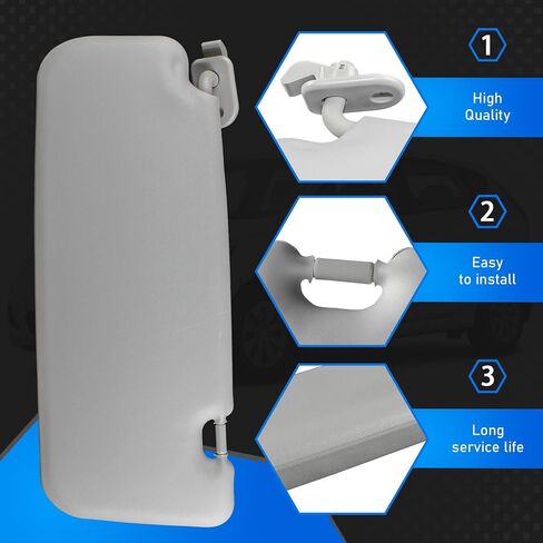 Passenger Side Sun Visor Compatible with 2011 2012 2013 2014 2015 Hyundai Accent 1E Front Right Sun Protection Shade Gray Replaces 85220-1R000 in Saudi Arabia